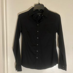 Banana Republic Non-Iron Fitted women’s long sleeve shirt black Sz 2